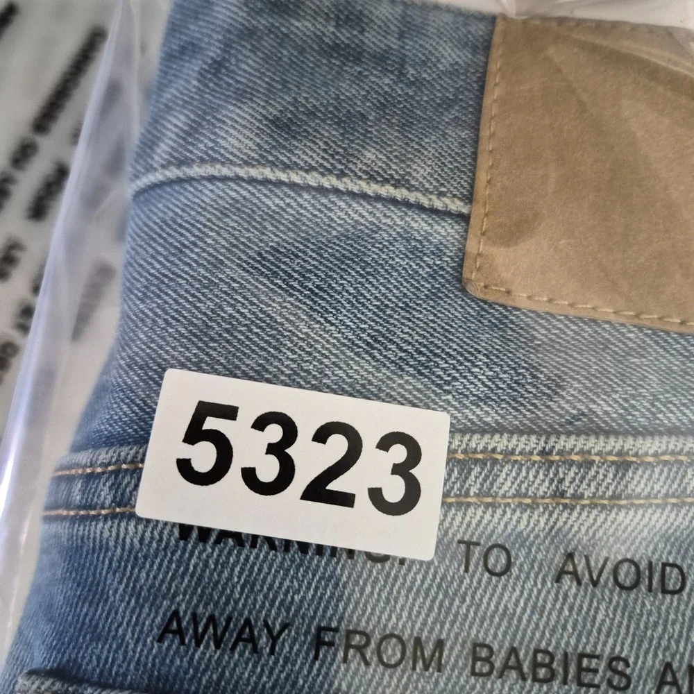 Buck Mason Ford Standard Jeans Men's 31x34 Blue Denim Raw Hem Button Fly Casual